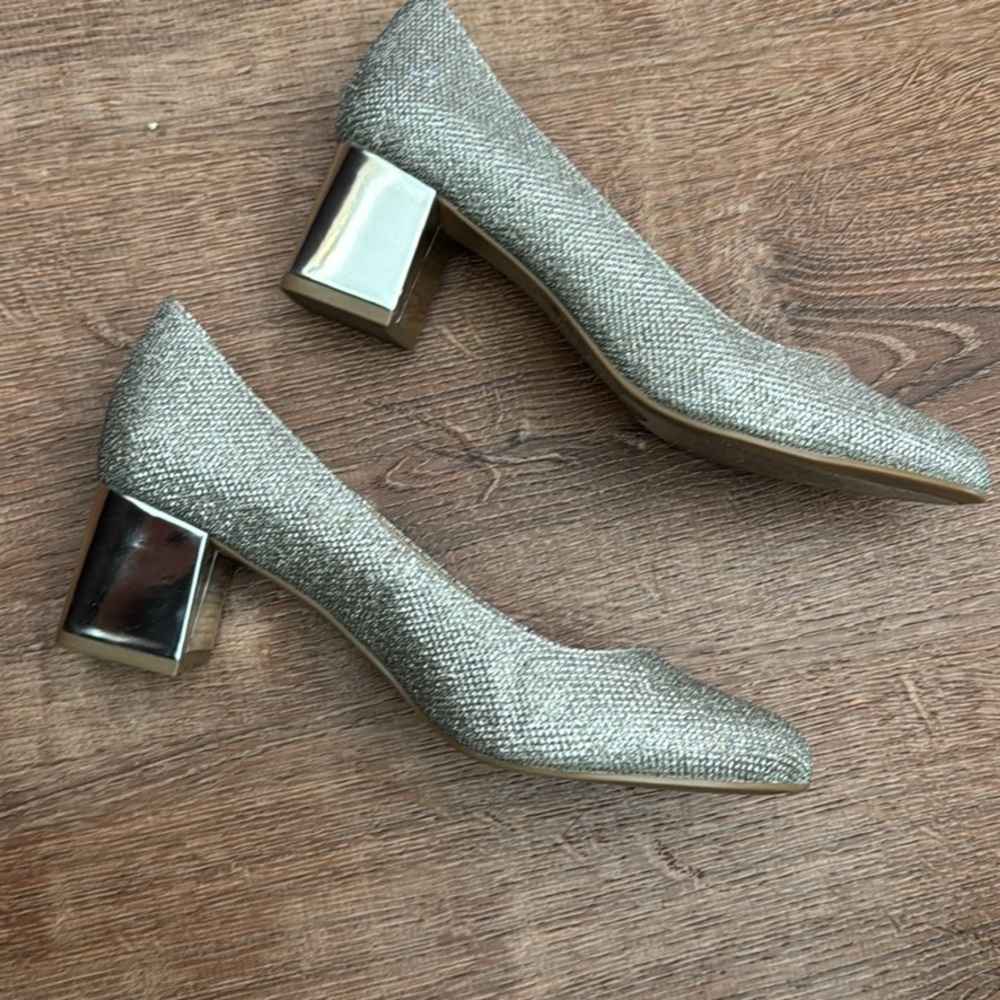 Elegant champagne Block Heel Pumps